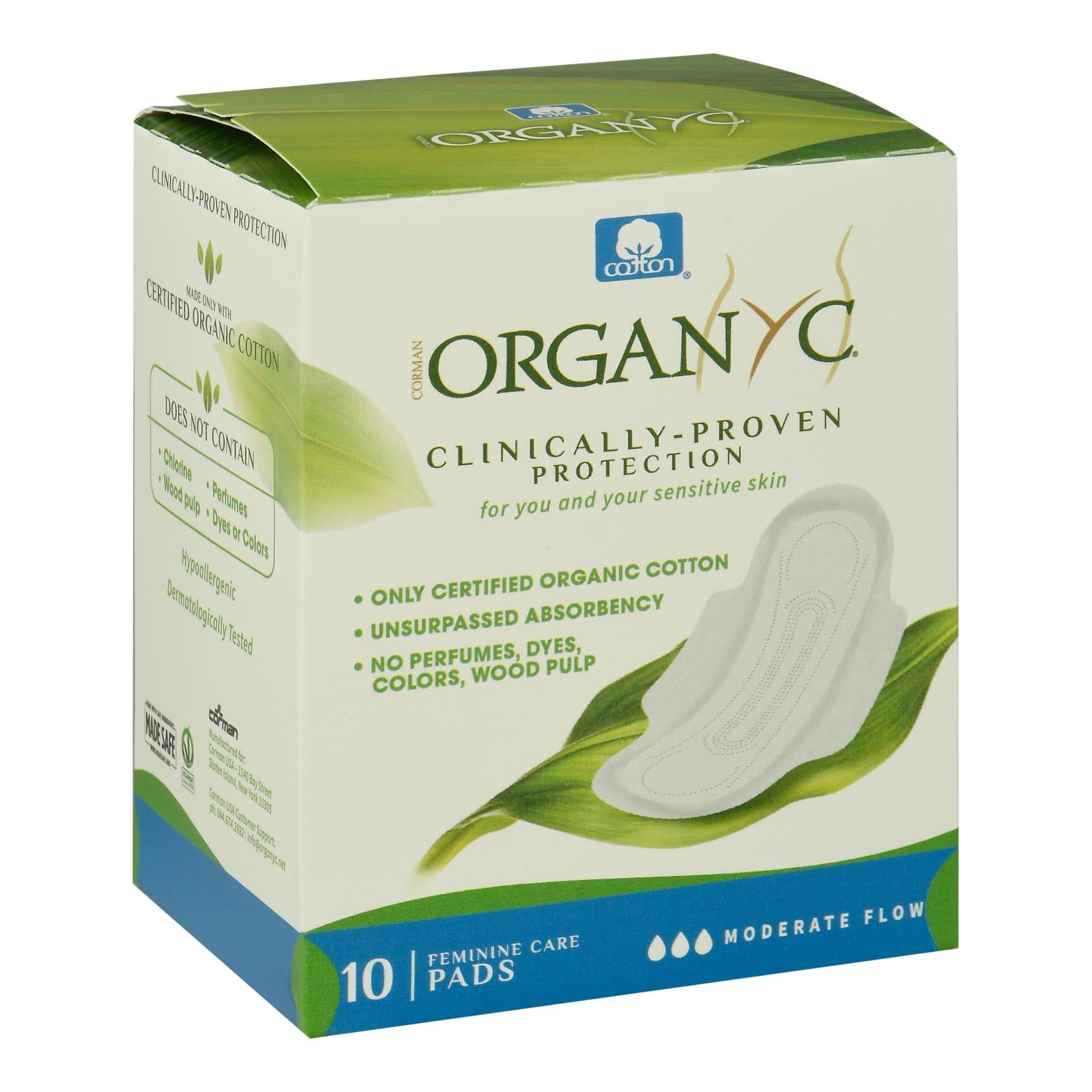 Organyc - Pads Ctn Mdrt Flw W/wng - 1 Each - 10 Ct - GreatEagleInc