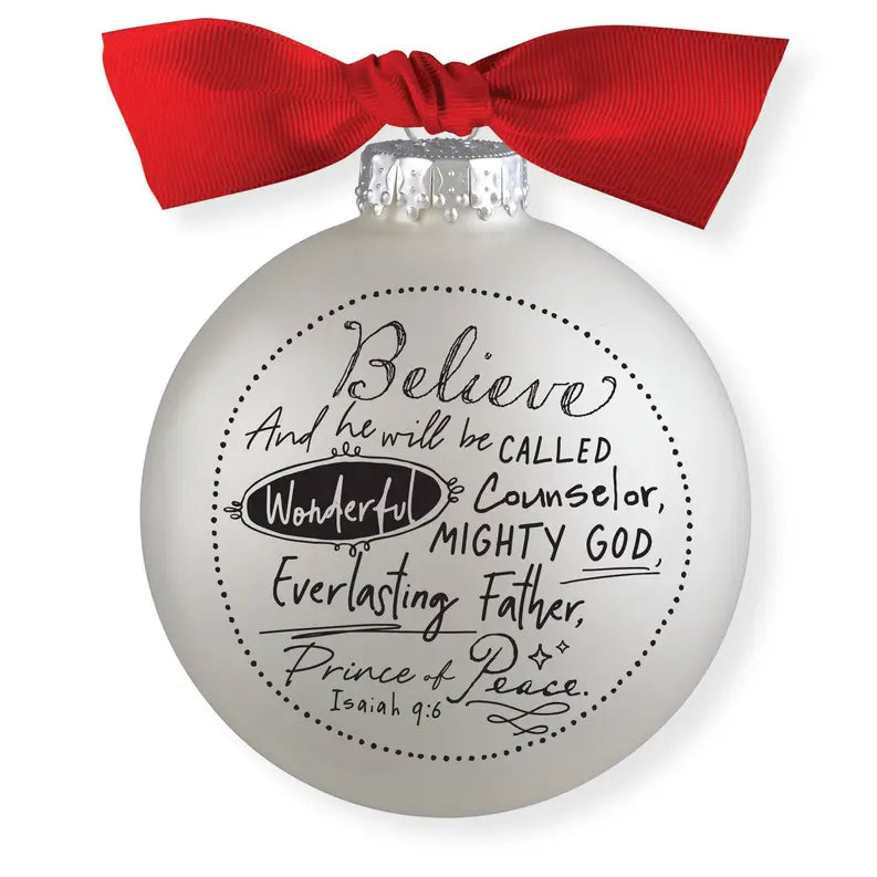 Ornament Bauble Believe Ribbon Hang Dicksons Inc
