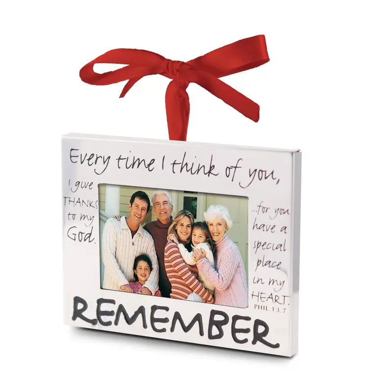 Ornament Silver Frame Remember Ribbon Dicksons Inc