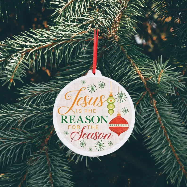 Ornament Wooden Jesus The Reason White Dicksons Inc