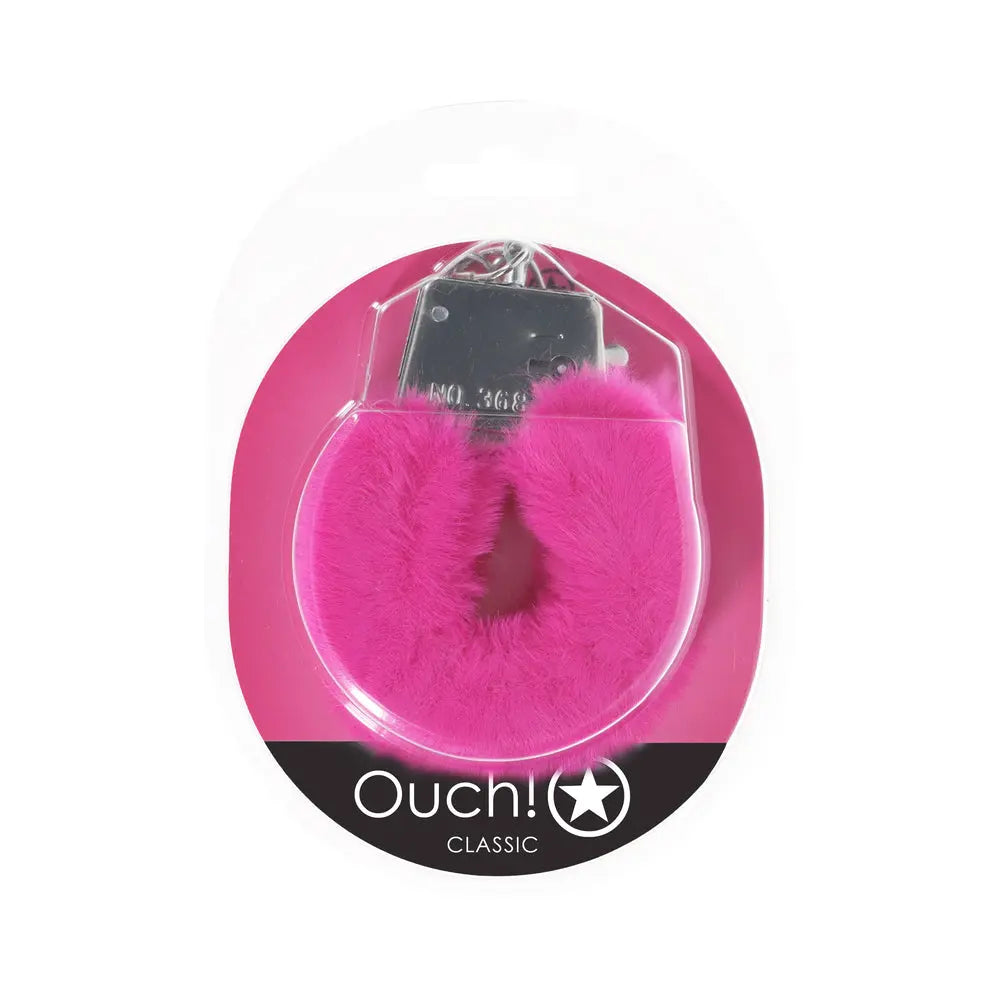 Ouch! Classic Fluffy Handcuffs Pink - GreatEagleInc