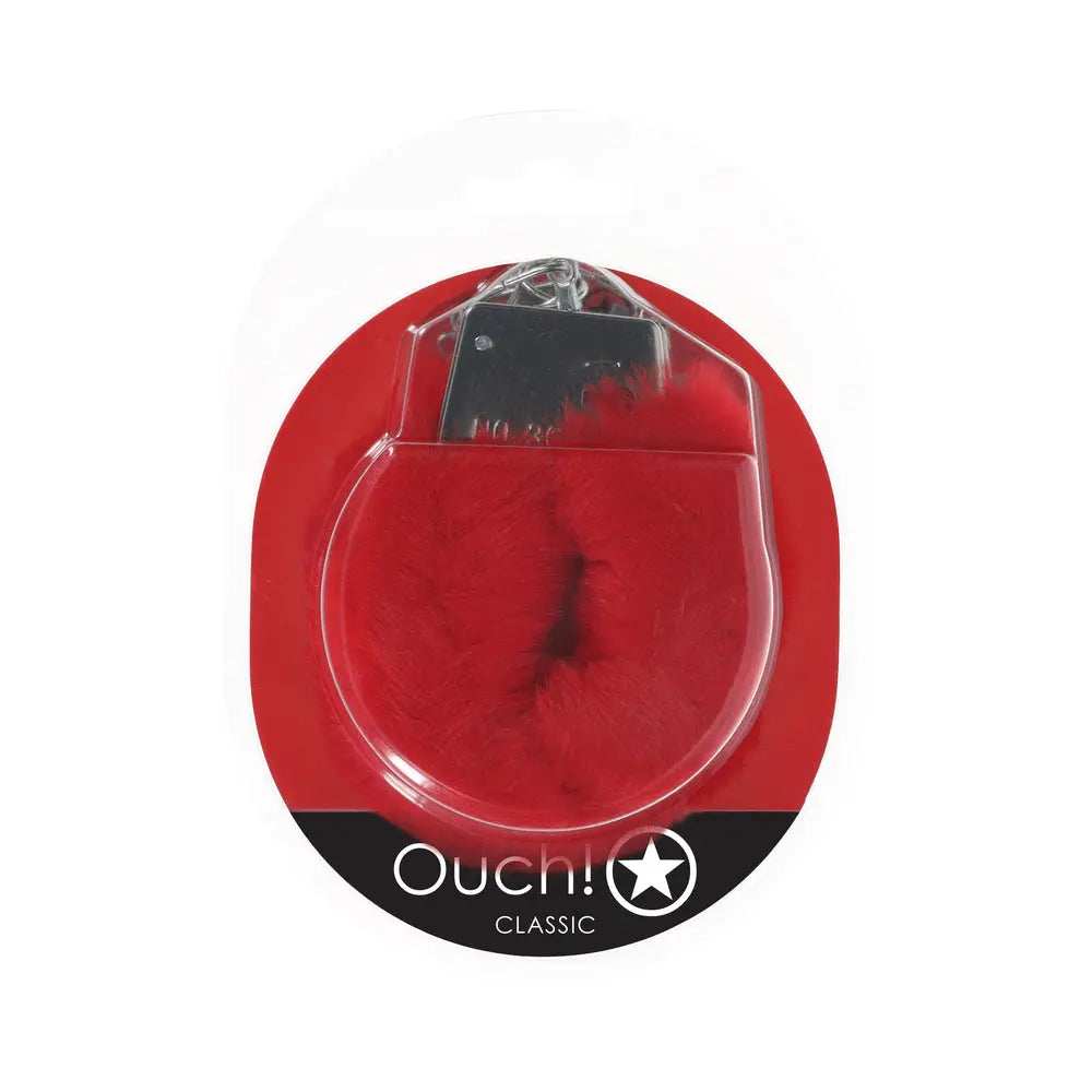 Ouch! Classic Fluffy Handcuffs Red - GreatEagleInc