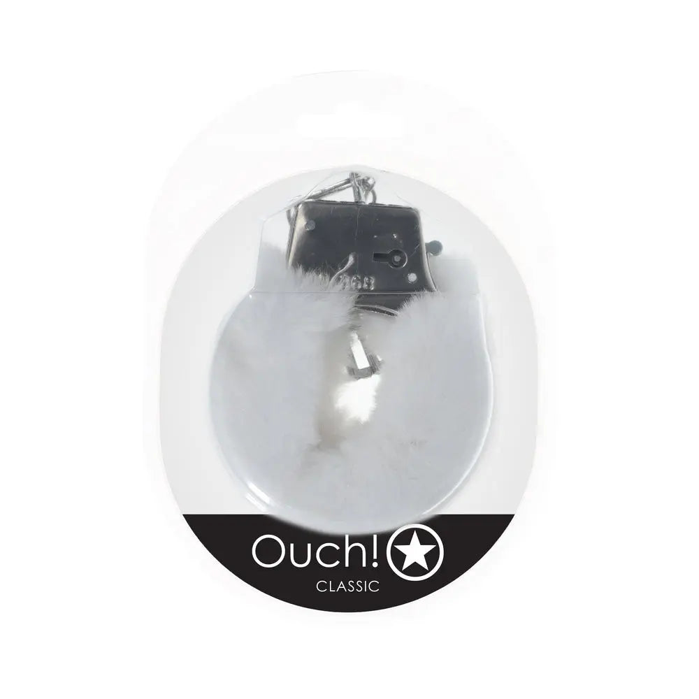 Ouch! Classic Fluffy Handcuffs White - GreatEagleInc