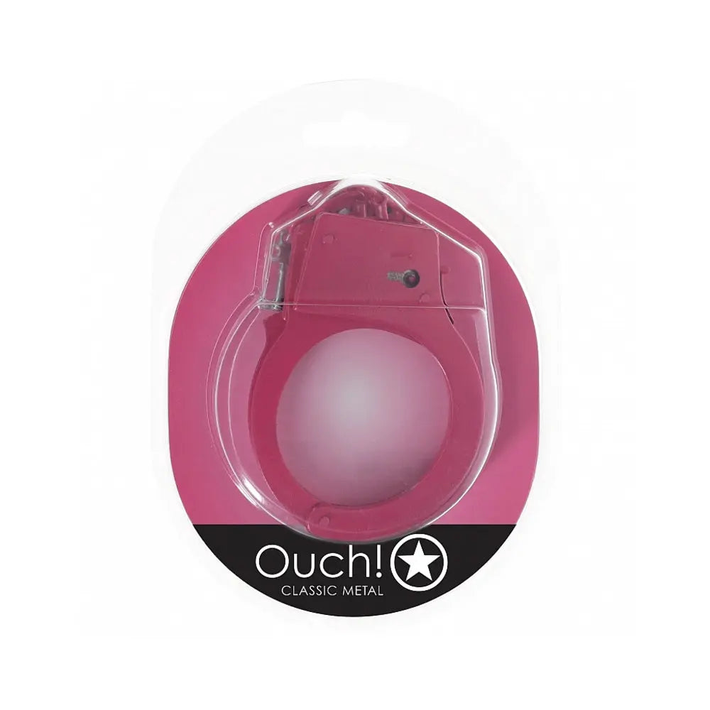 Ouch! Classic Metal Handcuffs Pink Shots