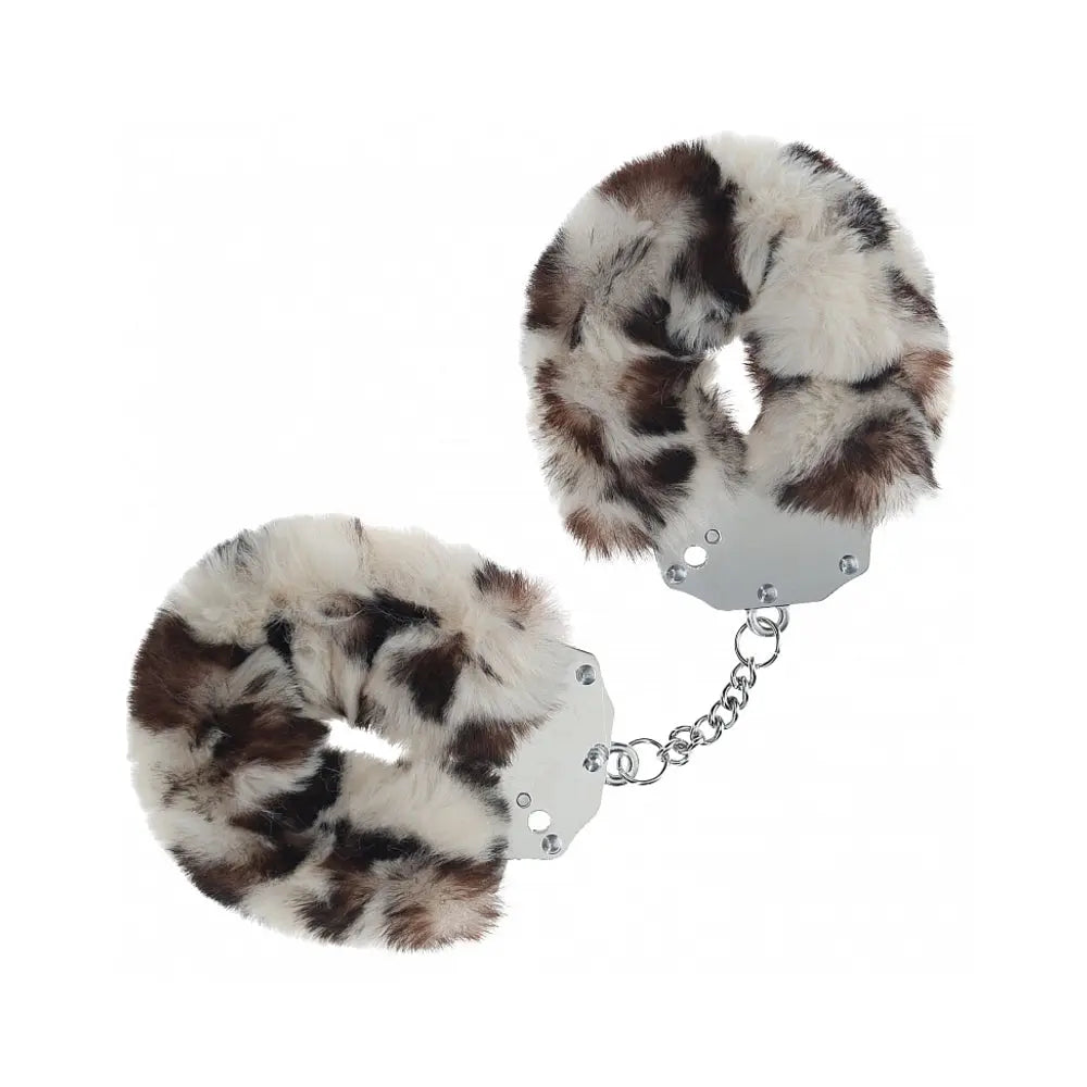 Ouch! Heavy-Duty Fluffy Handcuffs Snow Leopard Shots
