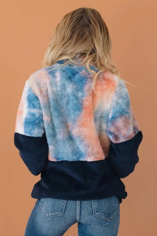 Out for a Stroll Tie Dye Fuffy Pullover Stay Warm in Style