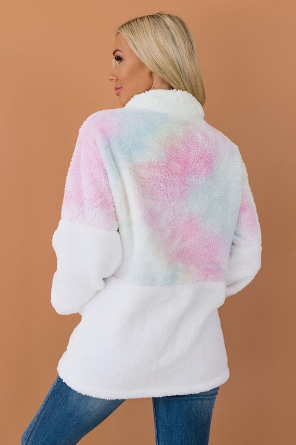 Out for a Stroll Tie Dye Fuffy Pullover Stay Warm in Style
