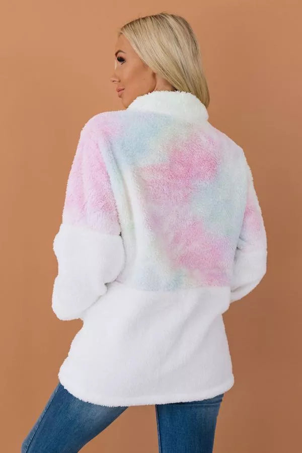 Out for a Stroll Tie Dye Fuffy Pullover Stay Warm in Style