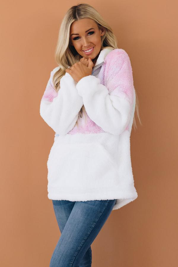 Out for a Stroll Tie Dye Fuffy Pullover Stay Warm in Style