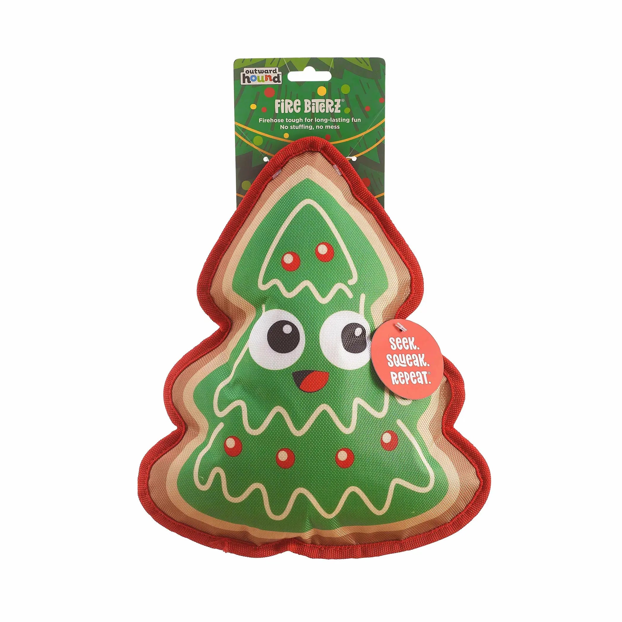 Outward Hound Fire Biterz Christmas Tree Cookie Dog Chew Toy Green Medium Outward Hound
