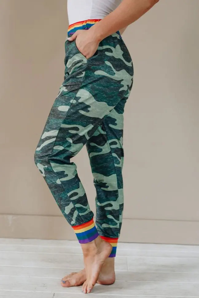 Over the Rainbow Camo Joggers Stay Warm in Style