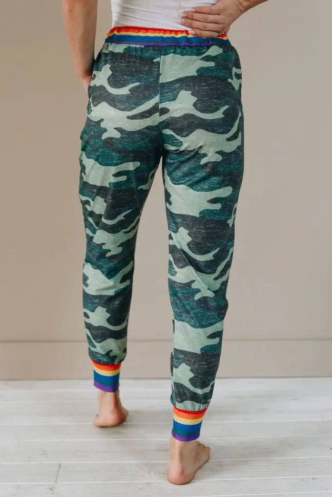 Over the Rainbow Camo Joggers Stay Warm in Style