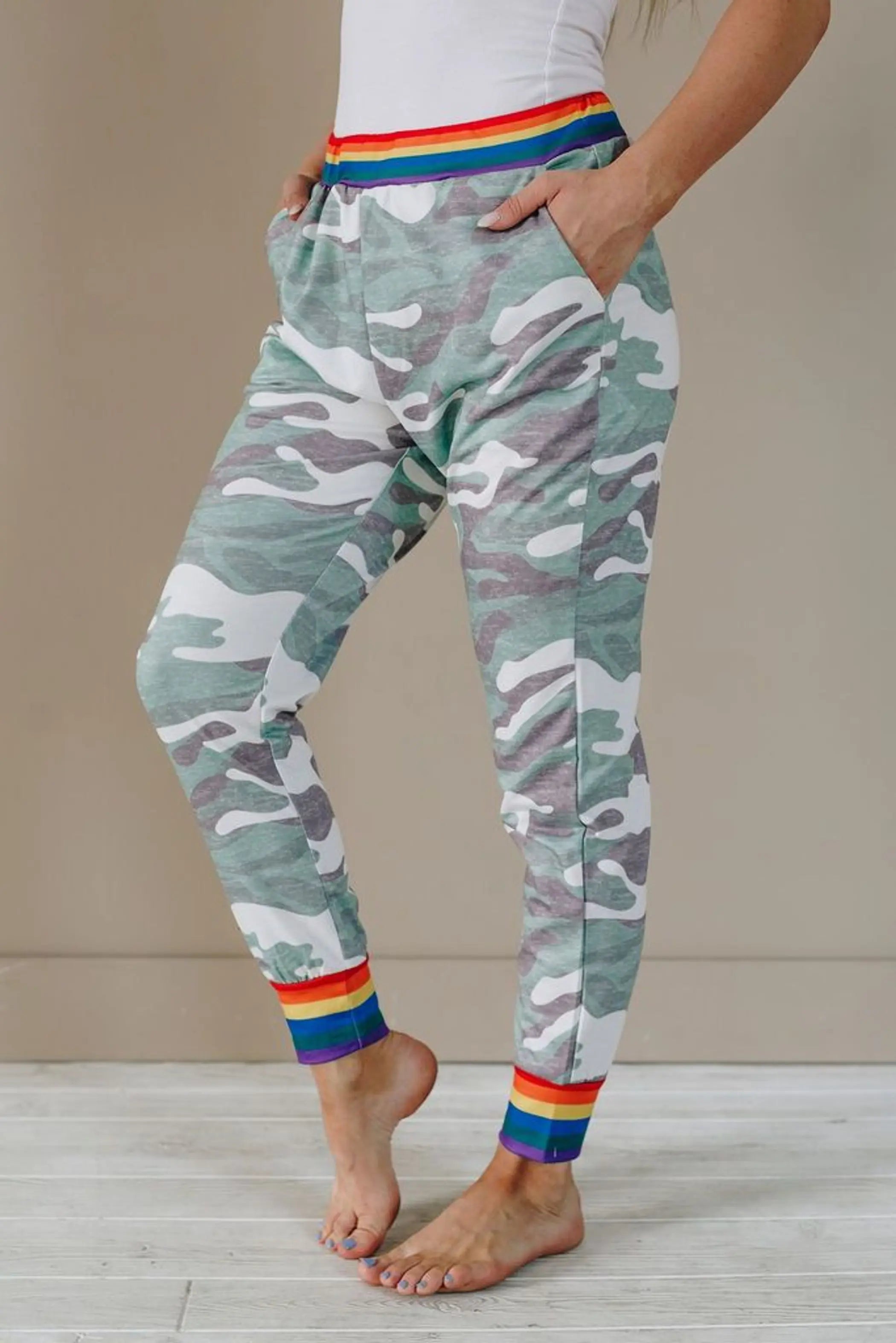 Over the Rainbow Camo Joggers Stay Warm in Style