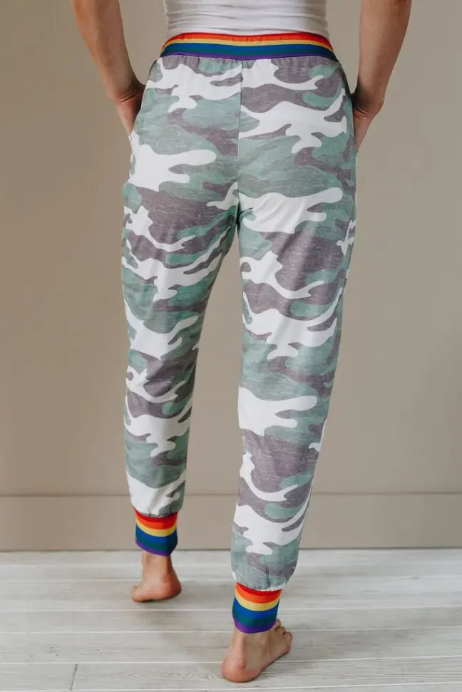 Over the Rainbow Camo Joggers Stay Warm in Style
