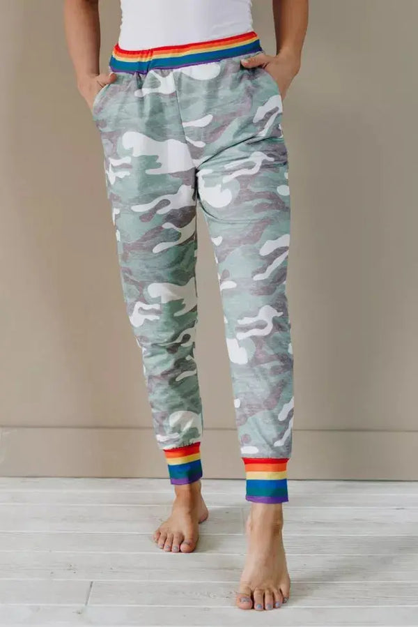 Over the Rainbow Camo Joggers Stay Warm in Style