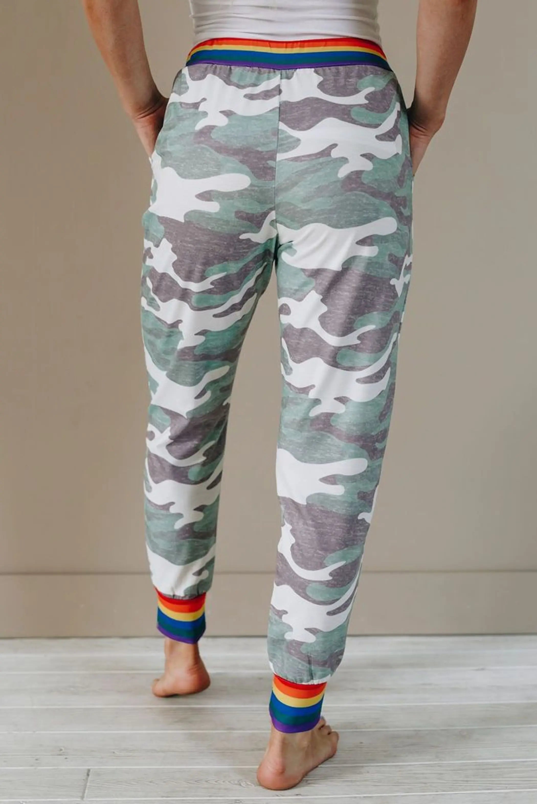 Over the Rainbow Camo Joggers Stay Warm in Style