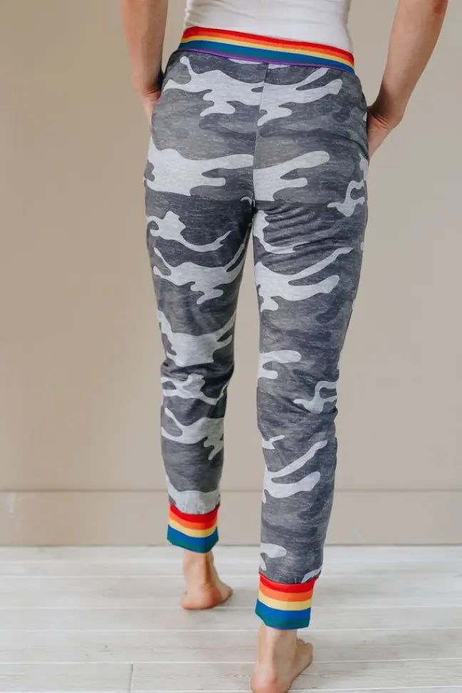 Over the Rainbow Camo Joggers Stay Warm in Style