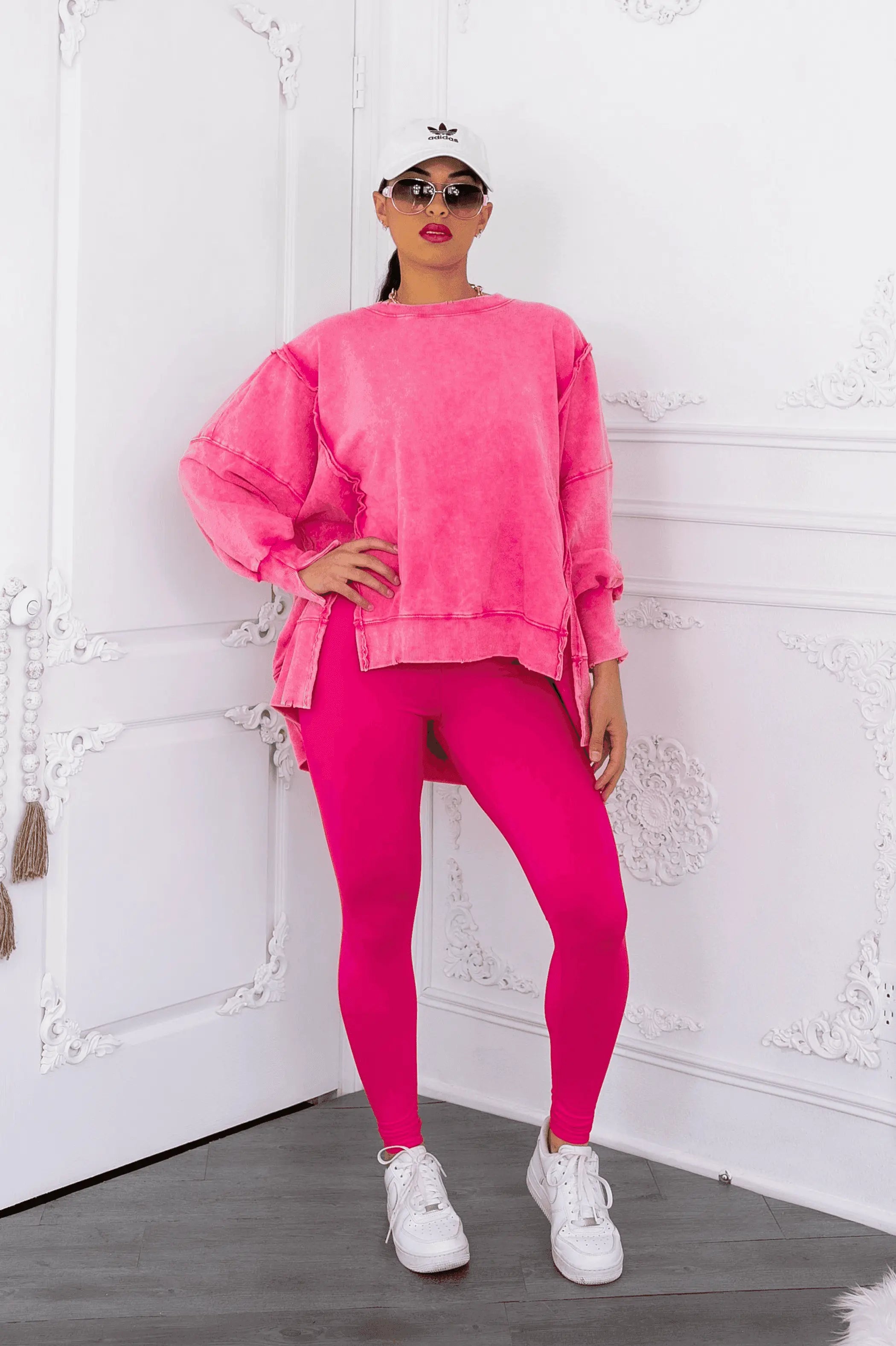 Oversized Mineral Wash Pullover With Leggings Set| SurelyMine