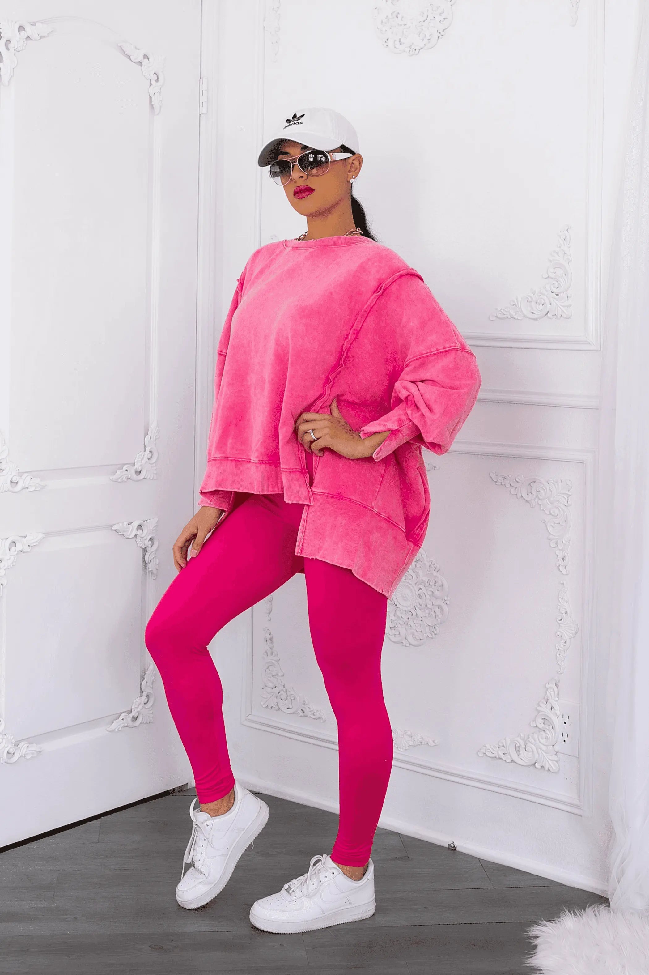 Oversized Mineral Wash Pullover With Leggings Set| SurelyMine