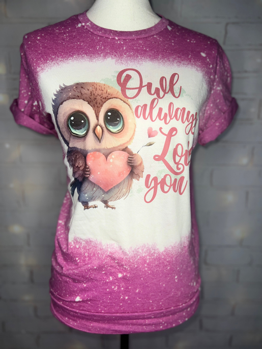 Owl Always Love You Bleached Graphic Tee The Blended Owl