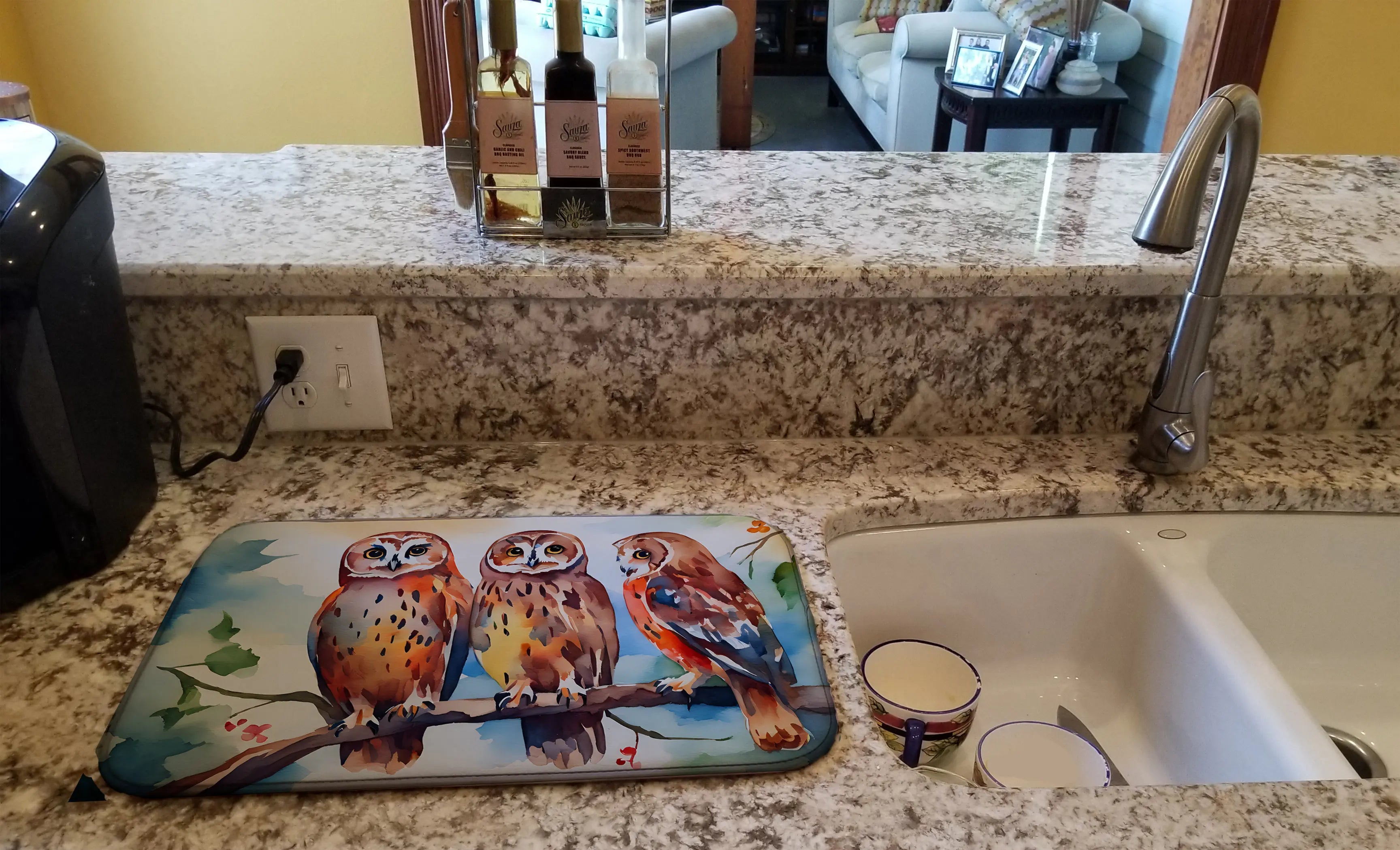 Owls Dish Drying Mat Caroline's Treasures