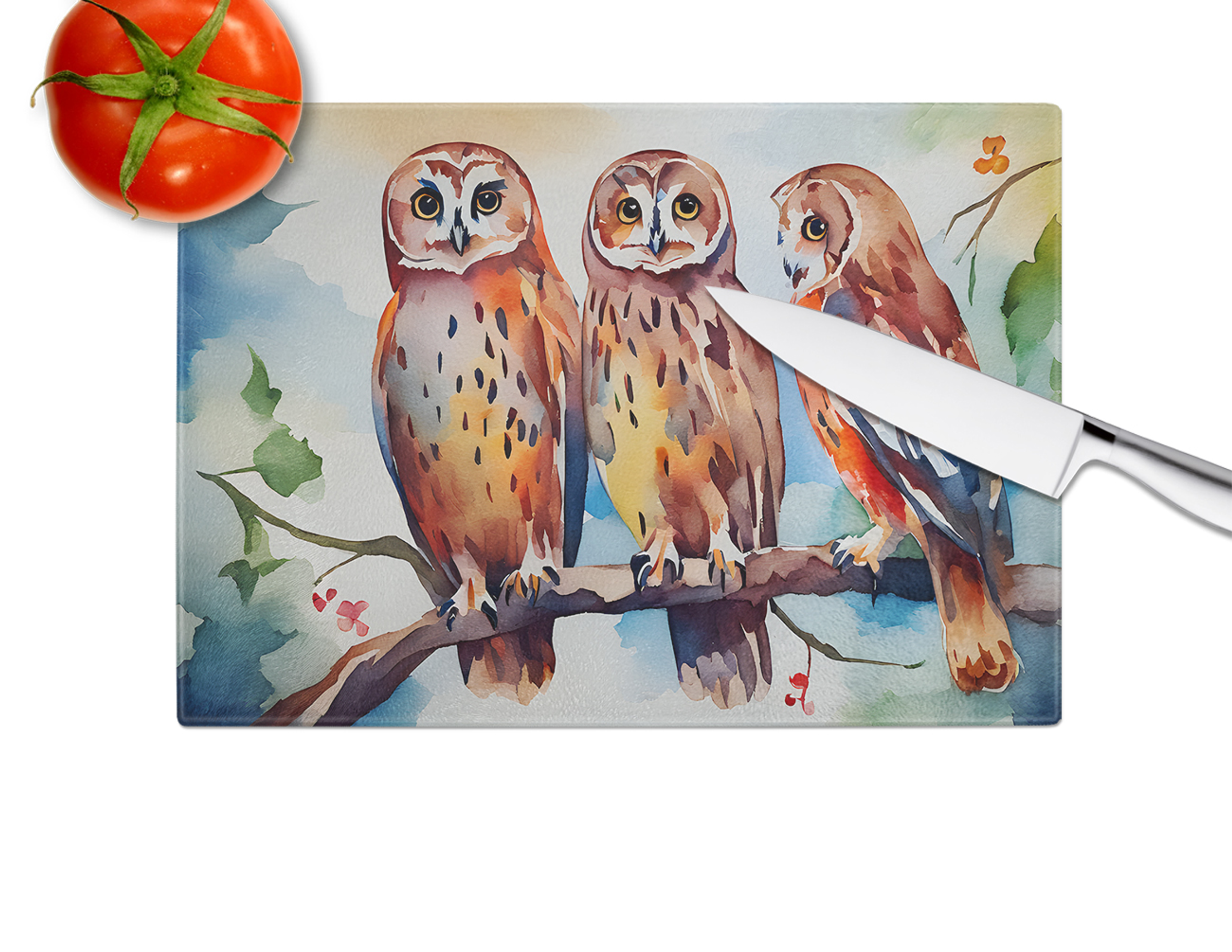 Owls Glass Cutting Board Caroline's Treasures