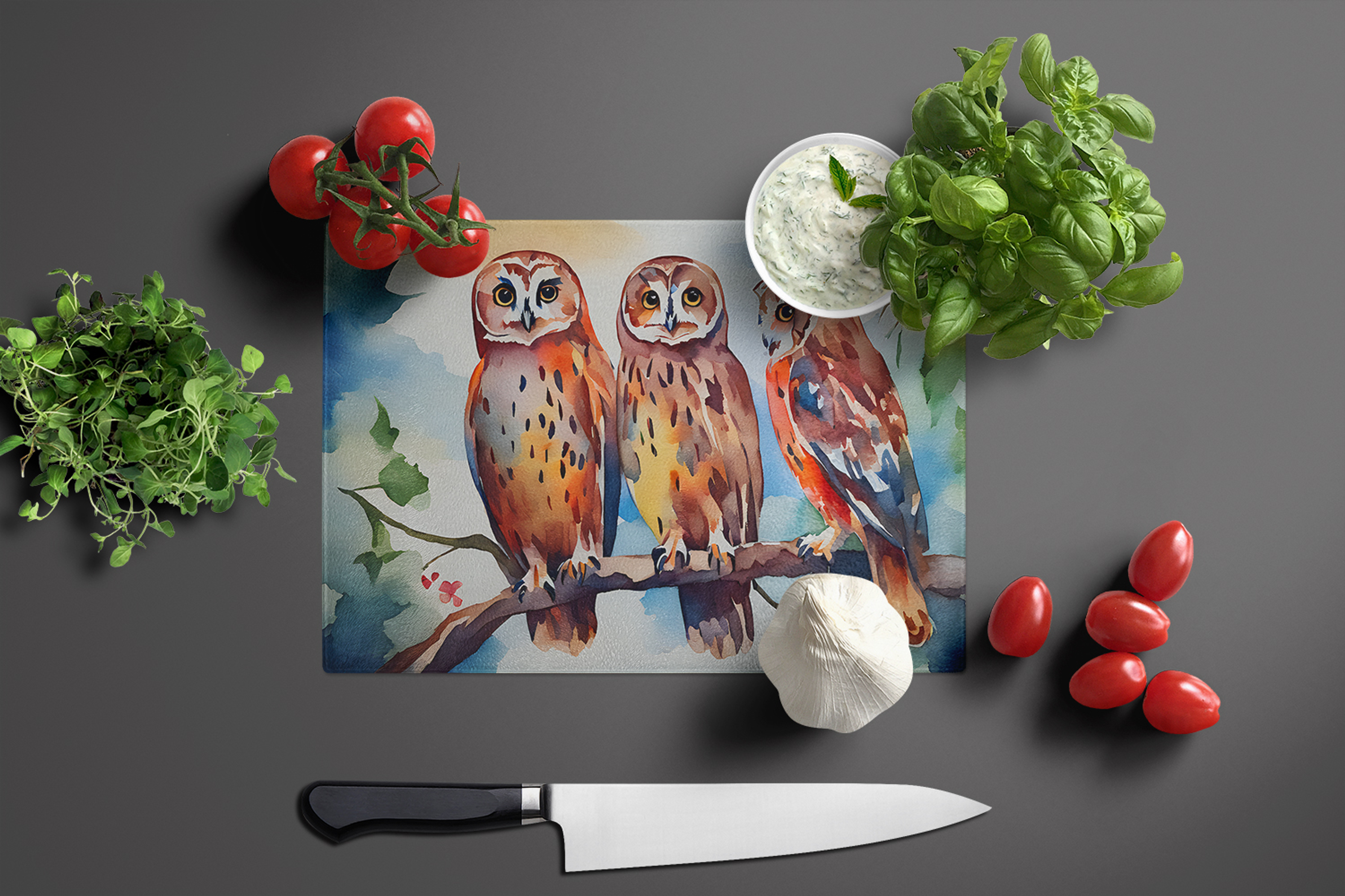 Owls Glass Cutting Board Caroline's Treasures