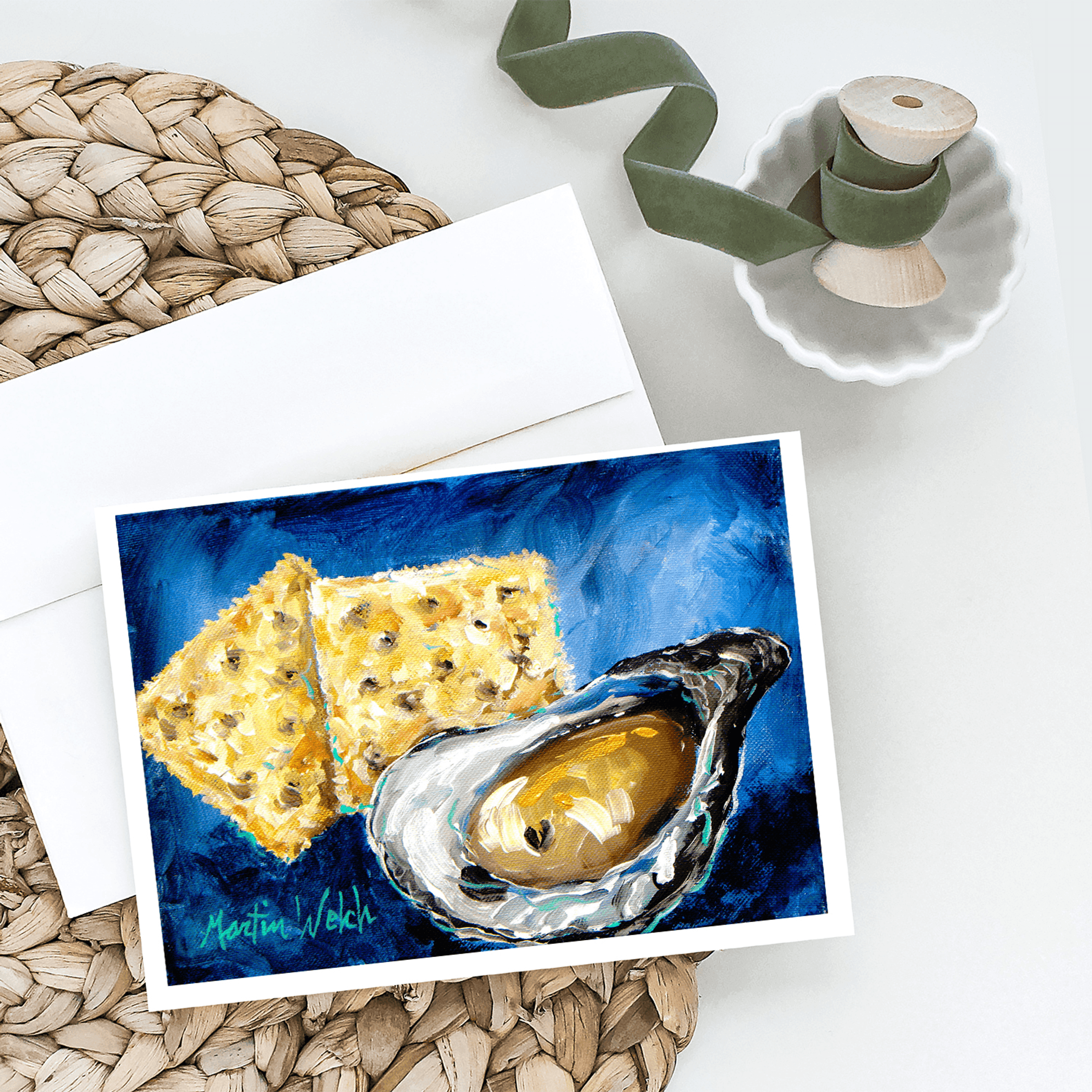 Oysters Two Crackers Greeting Cards Pack of 8 Caroline's Treasures