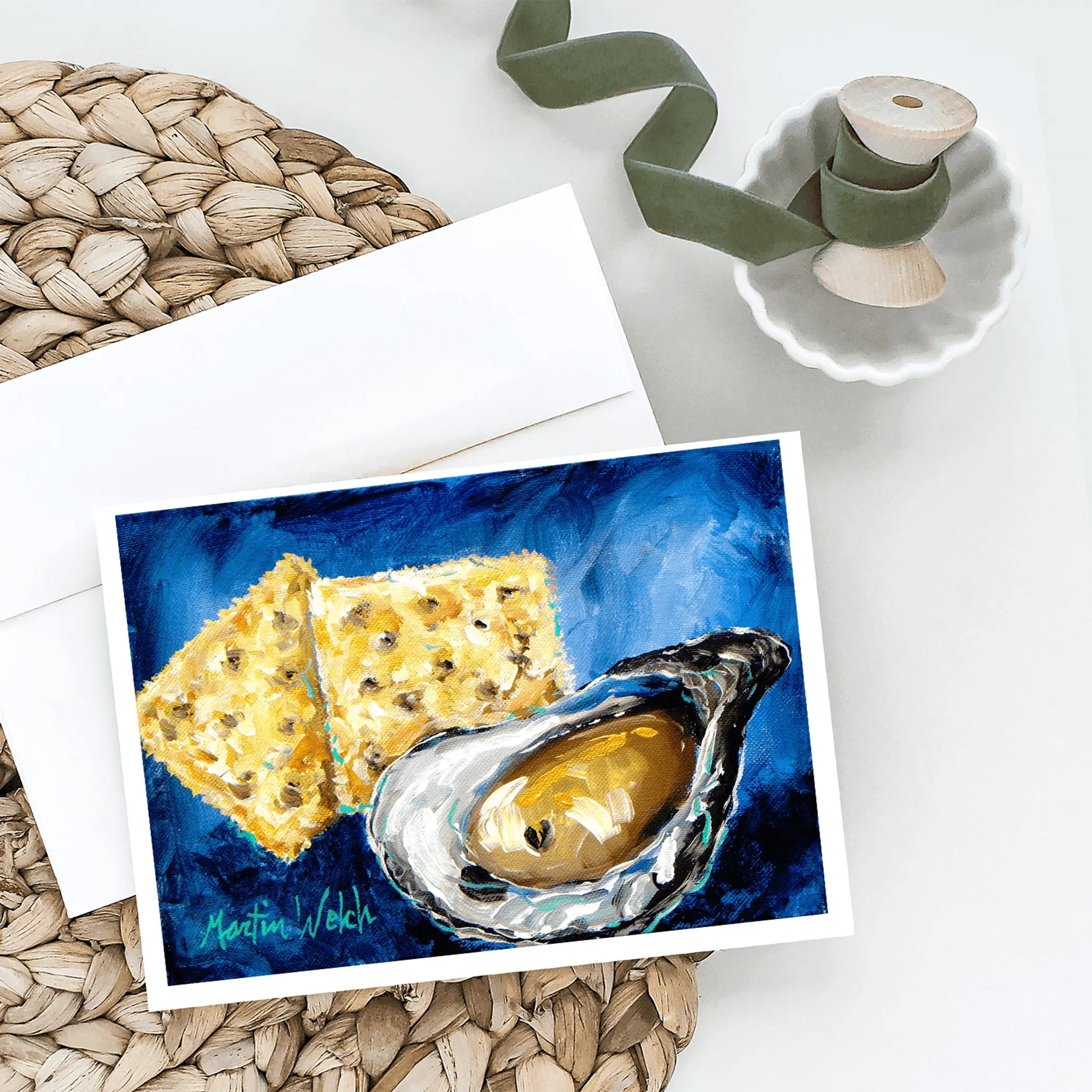Oysters Two Crackers Greeting Cards Pack of 8 Caroline's Treasures