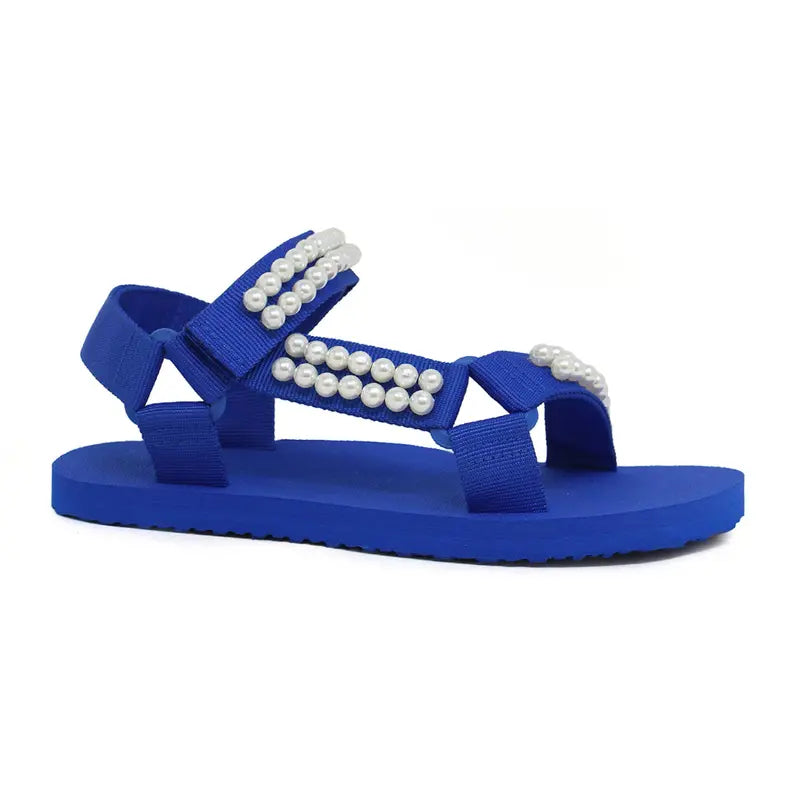 PIA-41 Women's Flat Sandal With Pearly Embellished Upper Yoki Fashion
