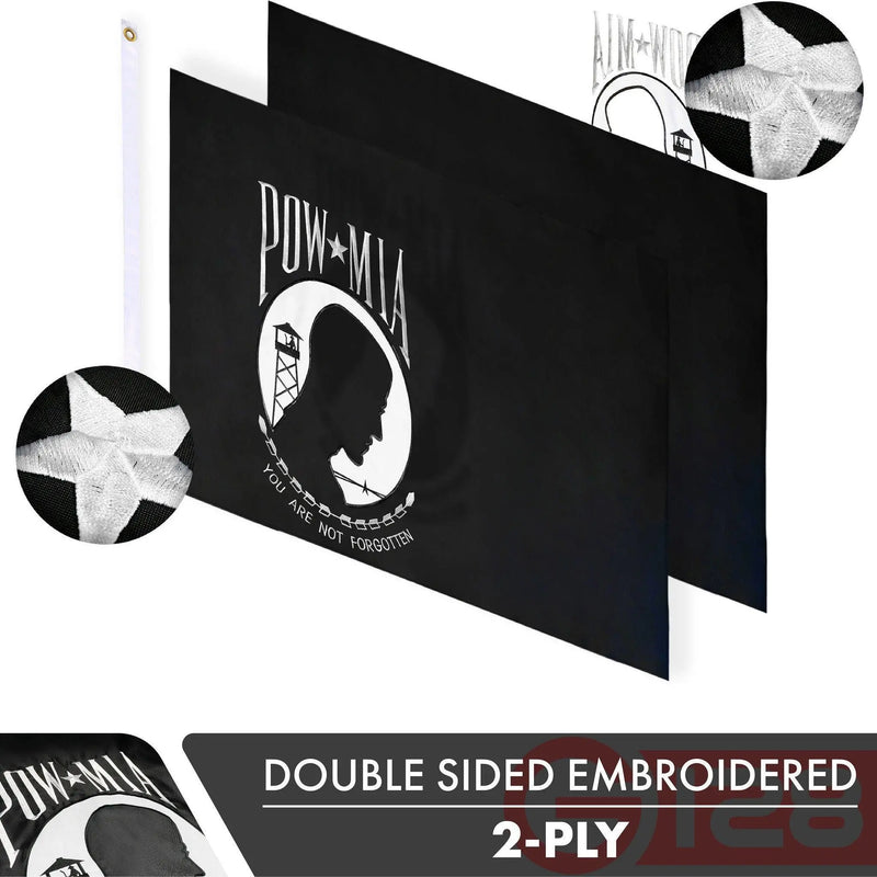 POW MIA Flag 2x3FT 3-Pack Double-sided Embroidered Polyester By G128 G128