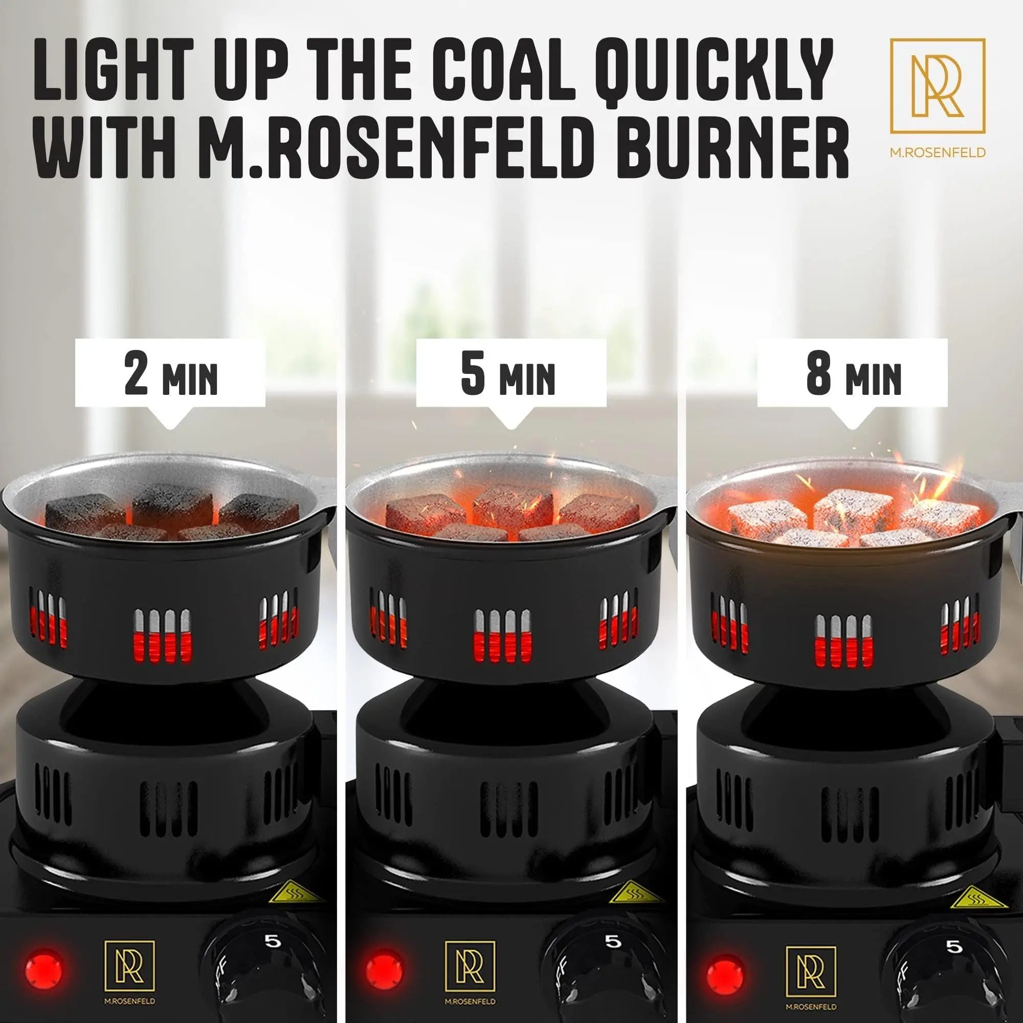 PRO Hookah Coal Burner for Hookah – Professional FIRE Tower Multipurpose Electric Stove for Hookah Coals Burner for Shisha Free Hookah Tongs Hookah Charcoal Burner for Hookah Cubes M. Rosenfeld