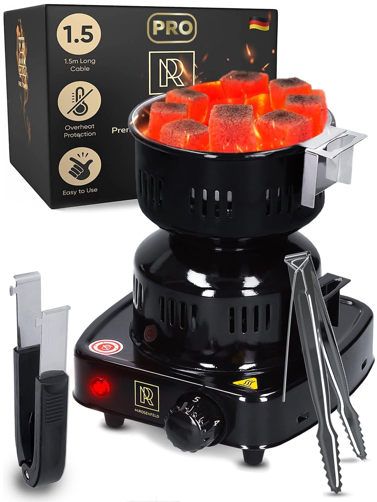 PRO Multipurpose Electric Charcoal Starter   Electric Charcoal Burner Approved Electric Stove   Coconut Charcoal Lighters with Tongs   450W Hot Plate Electric with 304 Stainless Steel Coiled Burner M. Rosenfeld