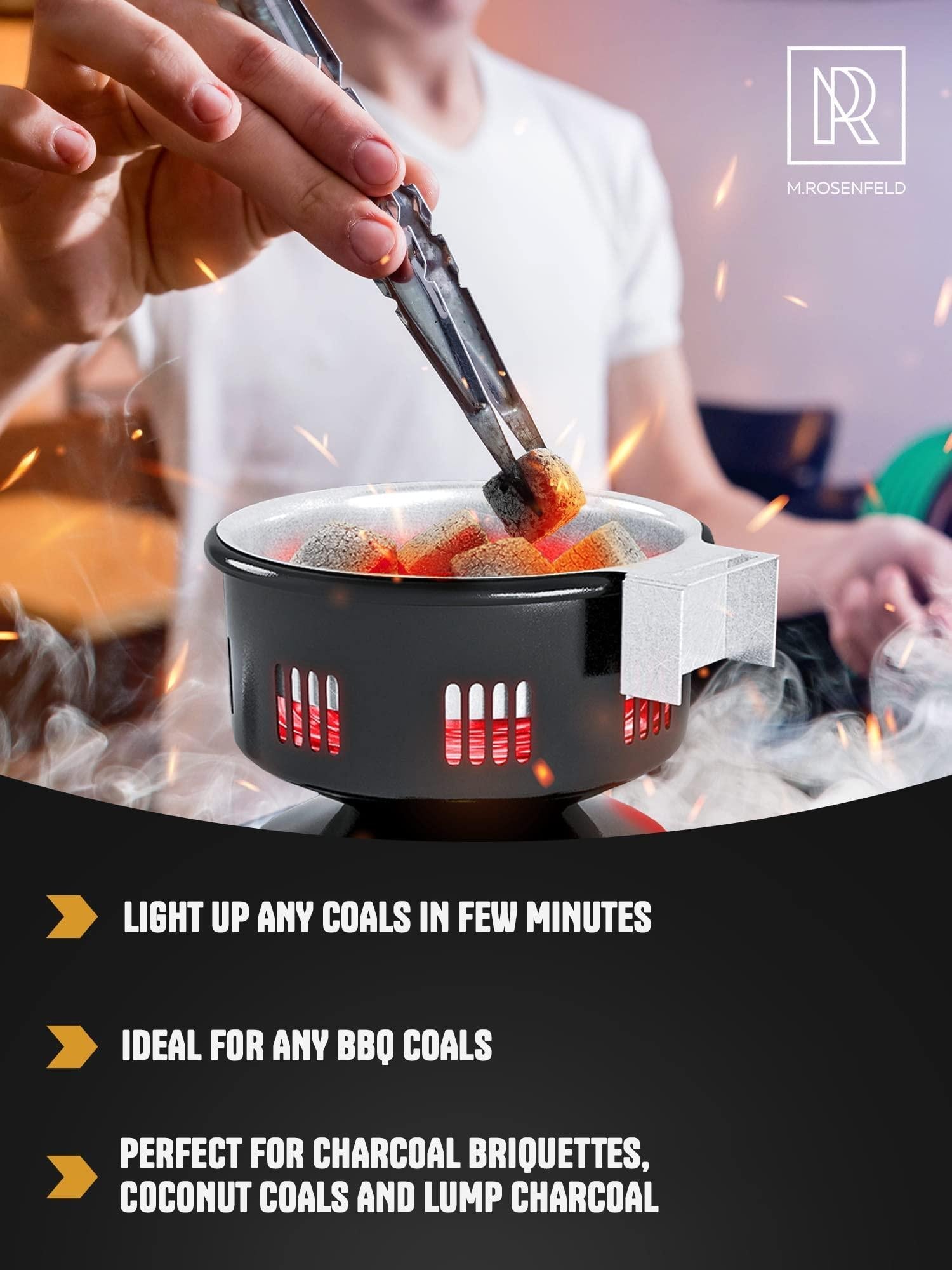 PRO Multipurpose Electric Charcoal Starter   Electric Charcoal Burner Approved Electric Stove   Coconut Charcoal Lighters with Tongs   450W Hot Plate Electric with 304 Stainless Steel Coiled Burner M. Rosenfeld