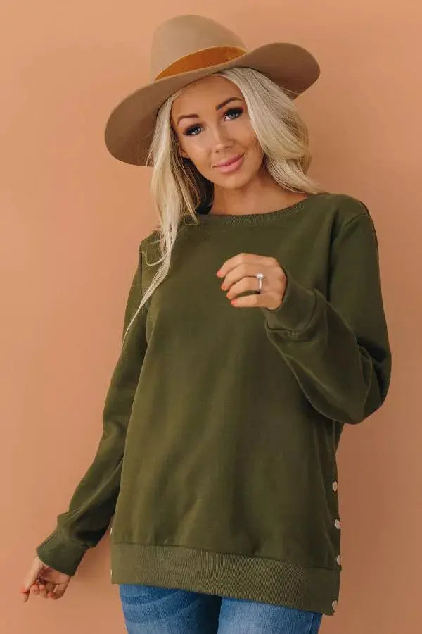 Pacan Pie Casual Button Detail Sweater Stay Warm in Style