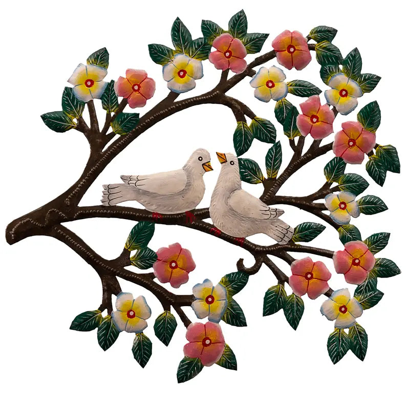 Painted Doves in Flowers Le Primitif Galleries