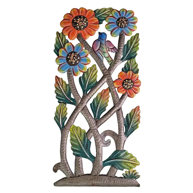 Painted Flowers with Bird Le Primitif Galleries