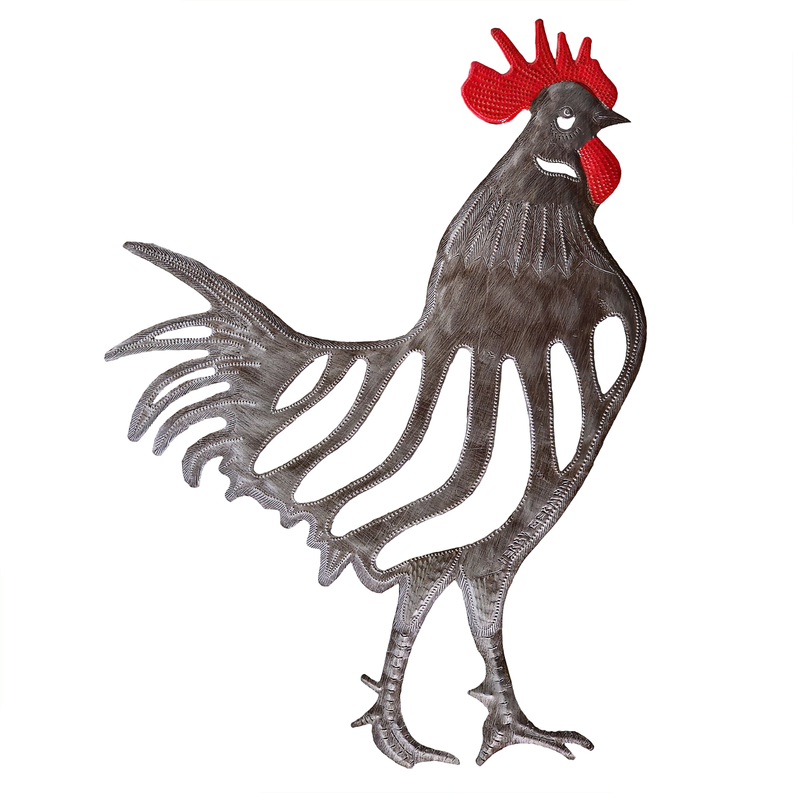 Painted Red Comb and Wattle Rooster Le Primitif Galleries