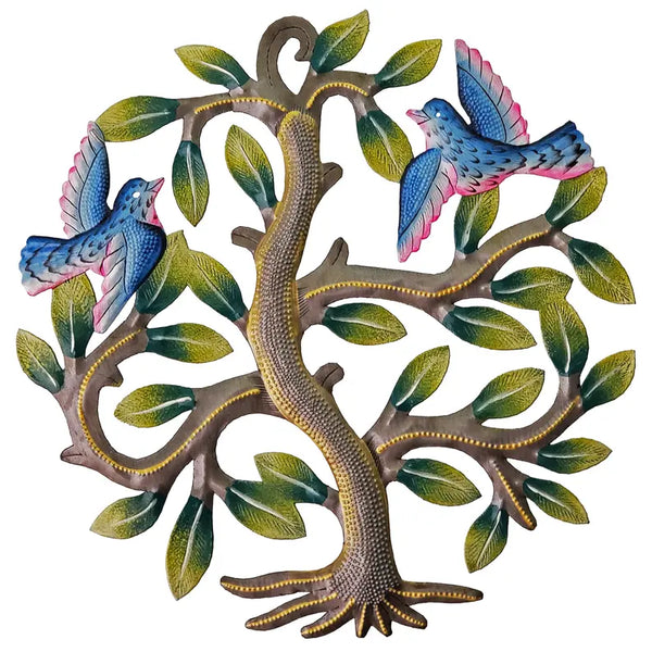 Painted Tree with 2 Blue Birds Le Primitif Galleries