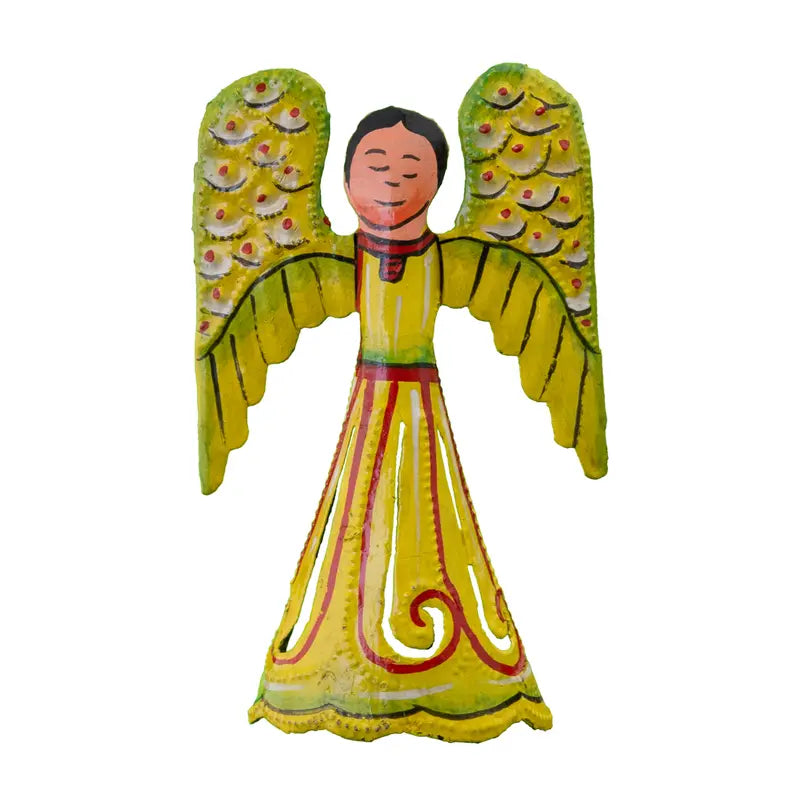 Painted Yellow Angel Ornament Le Primitif Galleries