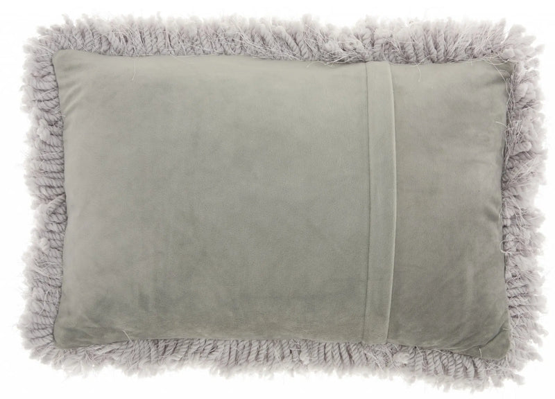 Pale Gray Knubby Plush Lumbar Throw Pillow - GreatEagleInc