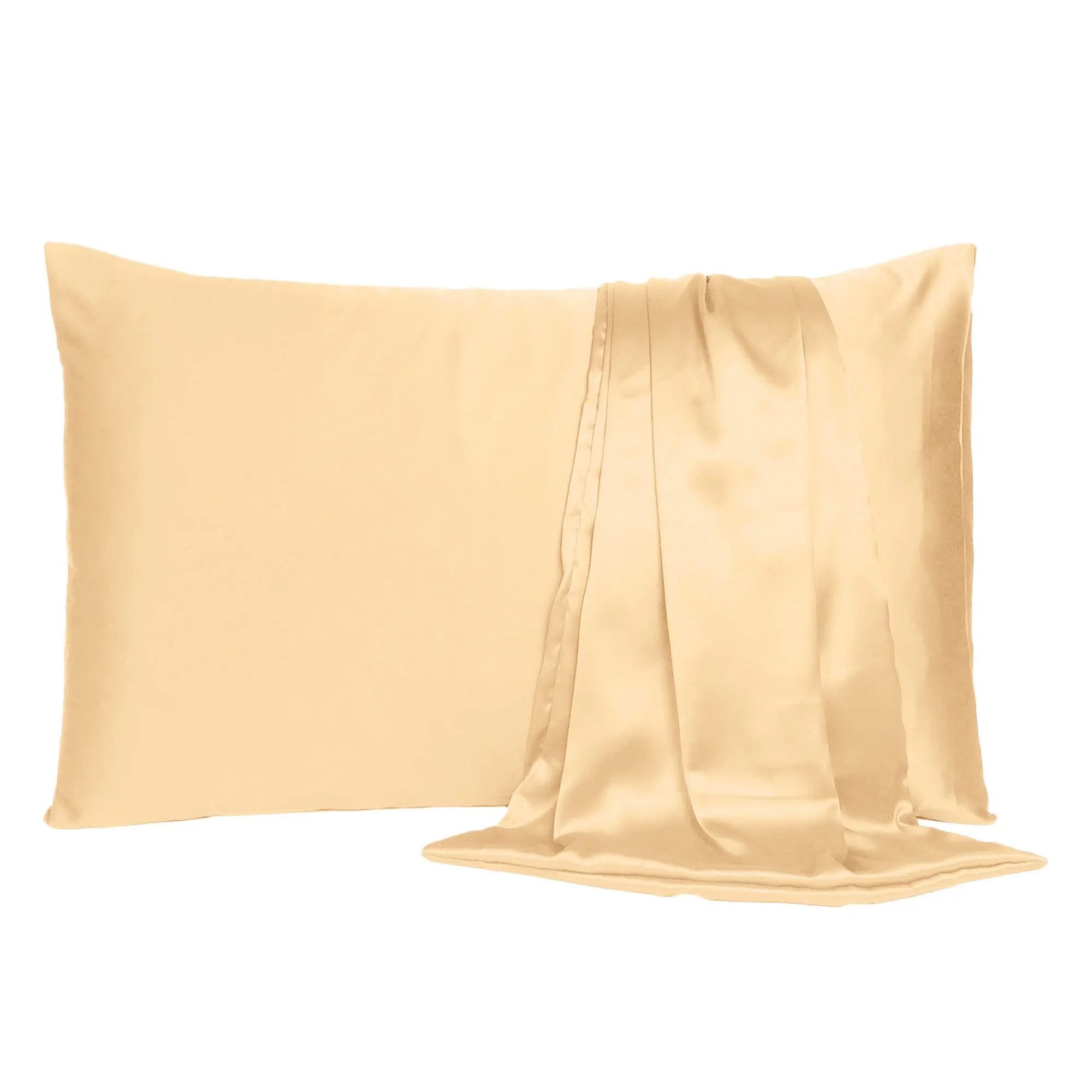 Pale Peach Dreamy Set Of 2 Silky Satin Standard Pillowcases Homeroots Bed & Bath