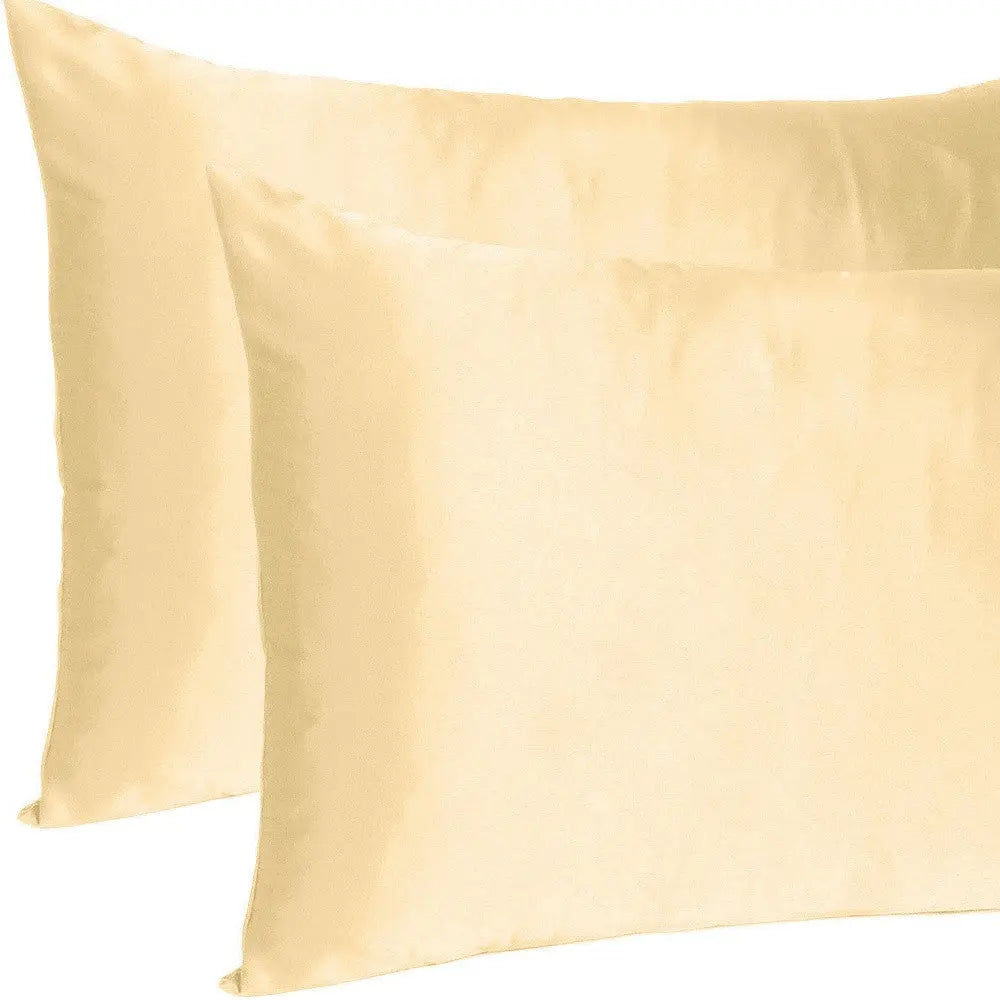 Pale Peach Dreamy Set Of 2 Silky Satin Standard Pillowcases Homeroots Bed & Bath