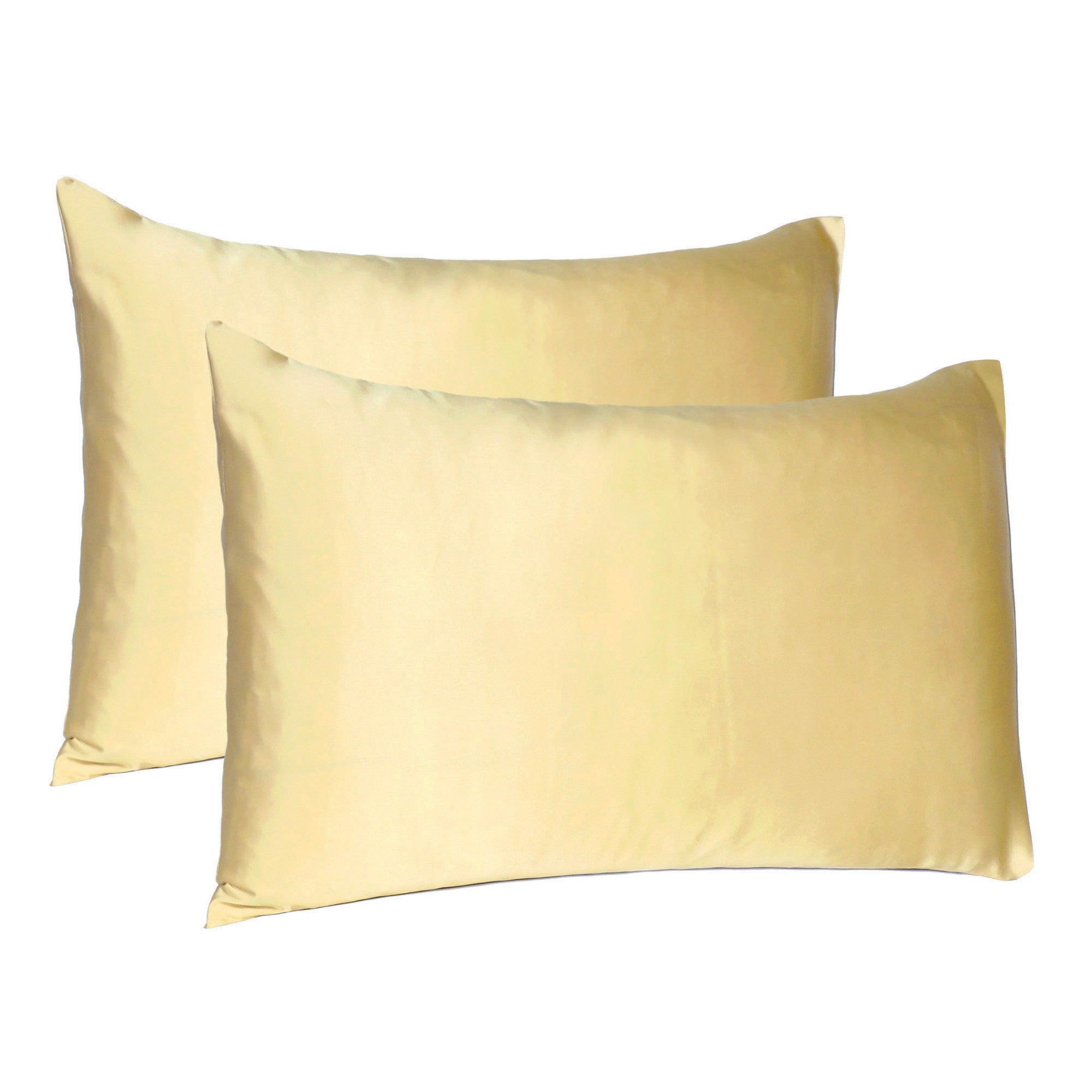 Pale Yellow Dreamy Set Of 2 Silky Satin Standard Pillowcases Homeroots Bed & Bath