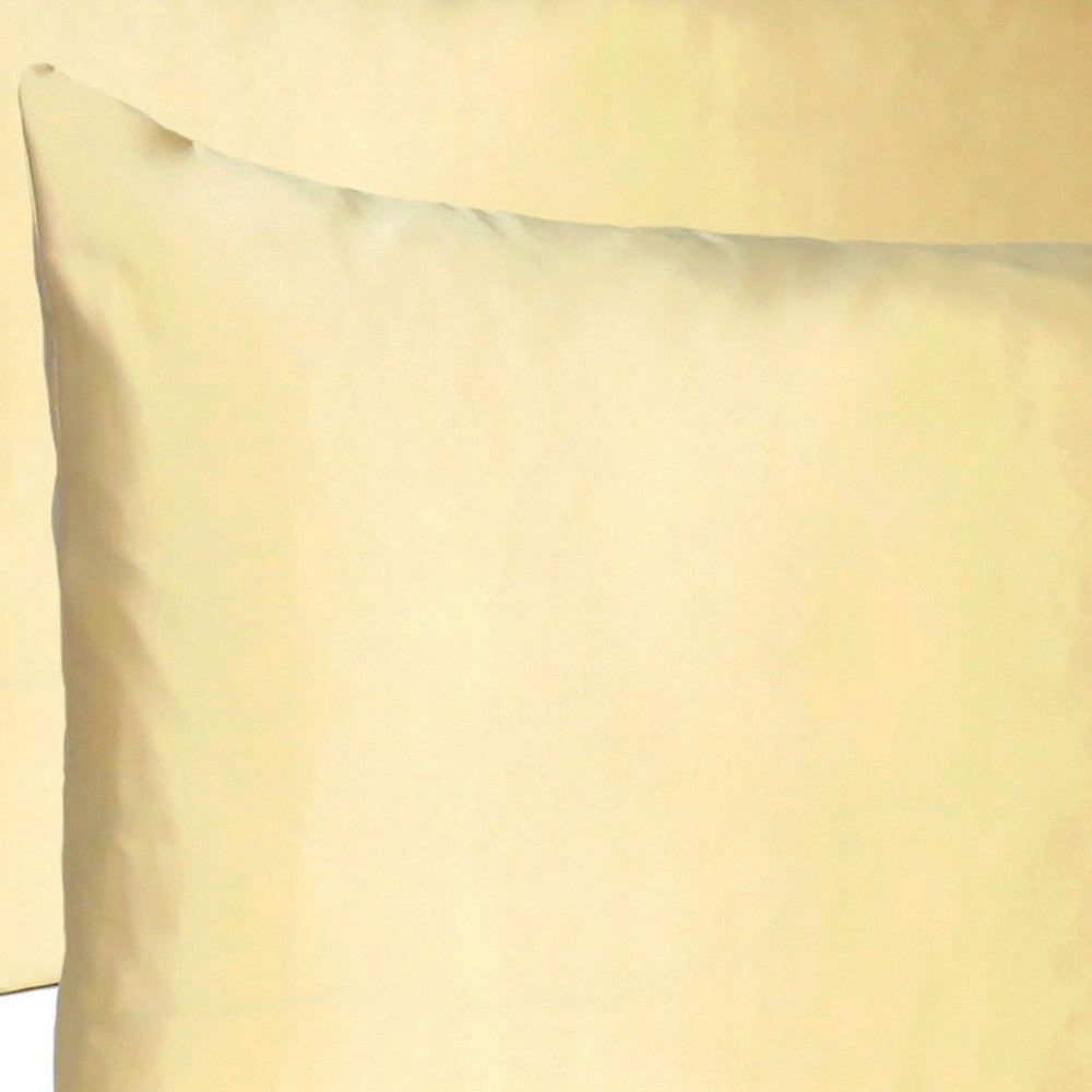 Pale Yellow Dreamy Set Of 2 Silky Satin Standard Pillowcases Homeroots Bed & Bath