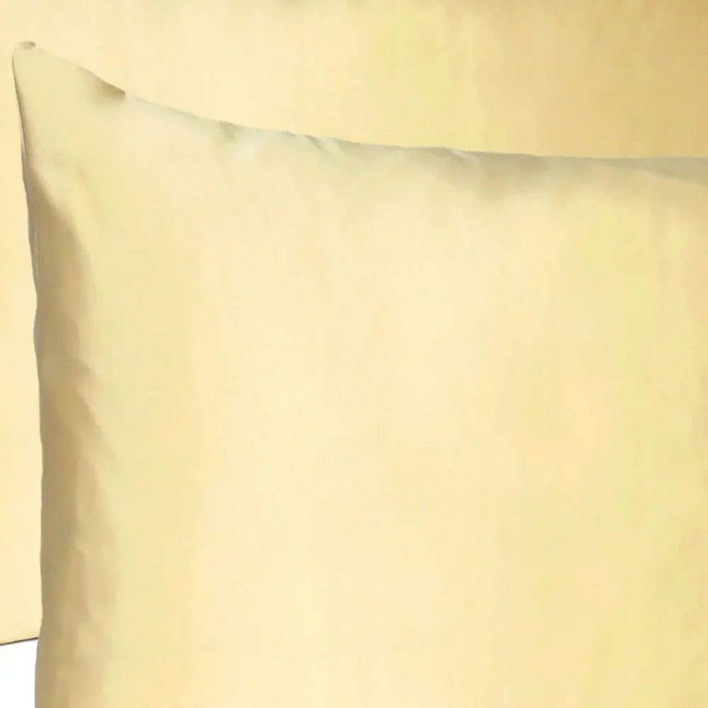 Pale Yellow Dreamy Set Of 2 Silky Satin Standard Pillowcases Homeroots Bed & Bath