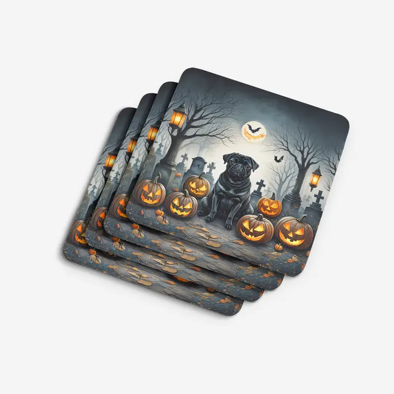 Papillon Spooky Halloween Foam Coasters Caroline's Treasures