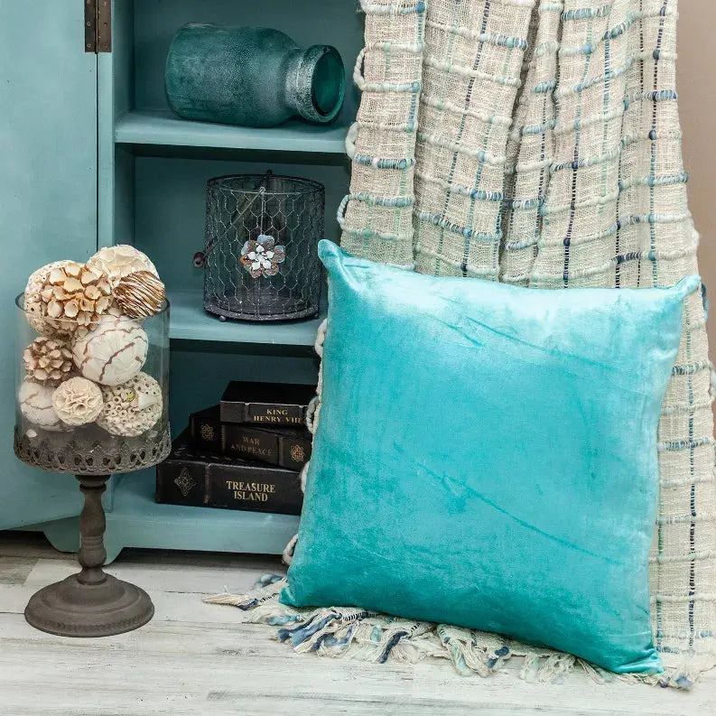Parkland Collection Camila Aqua Solid Throw Pillow Parkland Collection