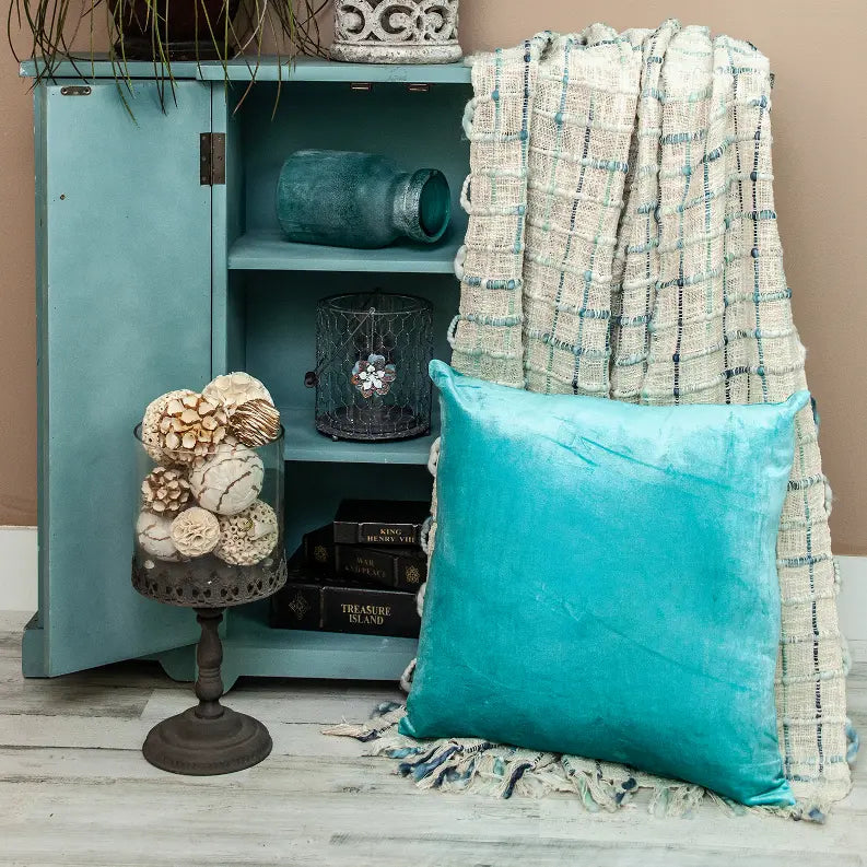 Parkland Collection Camila Aqua Solid Throw Pillow Parkland Collection
