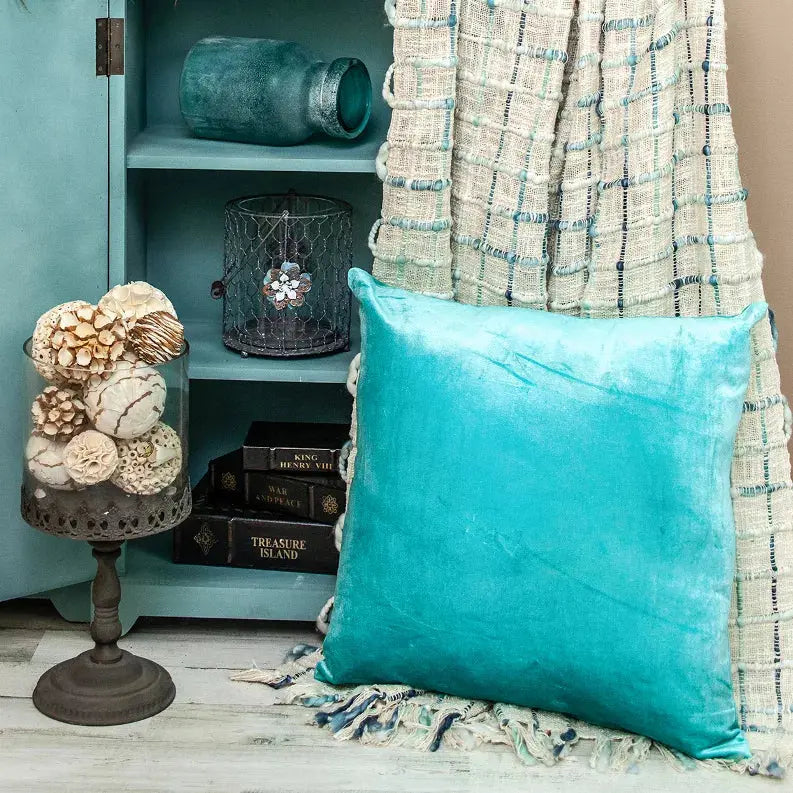 Parkland Collection Camila Aqua Solid Throw Pillow Parkland Collection